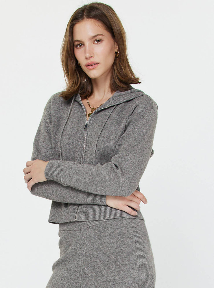 Paige Cropped Knit Hoodie Zip-up