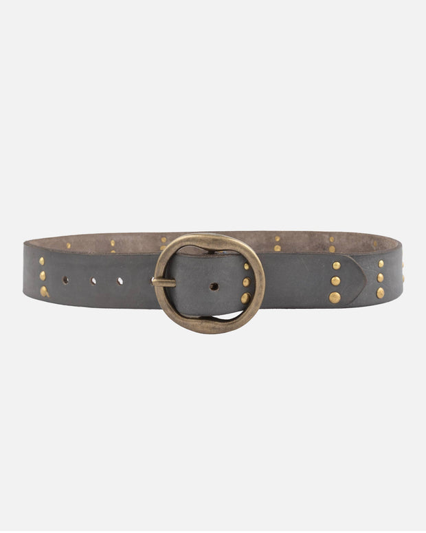 Dion | Round Buckle Leather Studded Belt