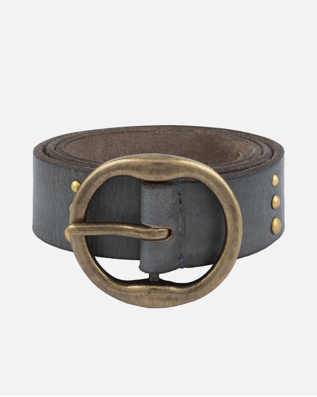 Dion | Round Buckle Leather Studded Belt