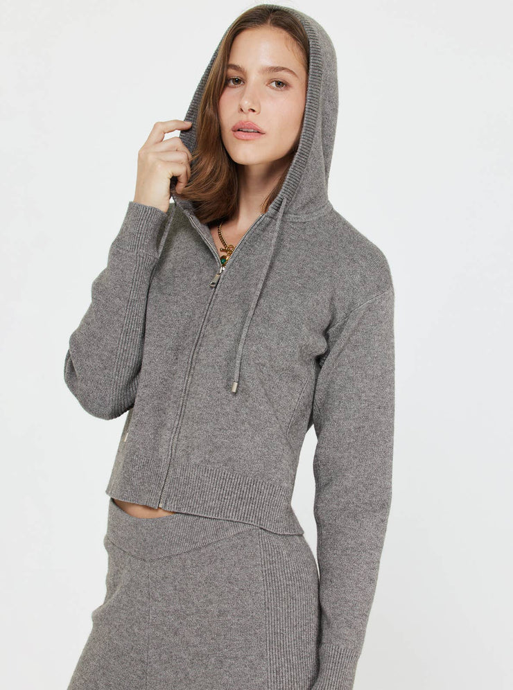 Paige Cropped Knit Hoodie Zip-up