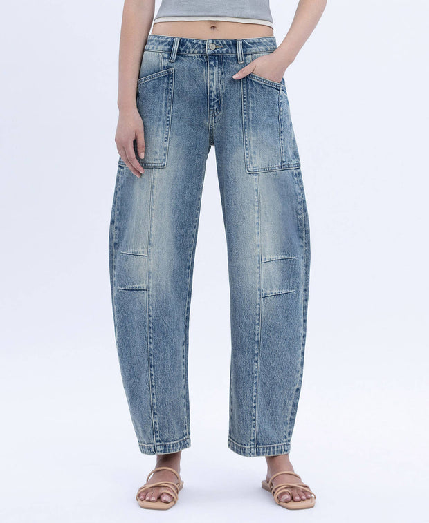 Serene High Rise Crop Barrel Jean