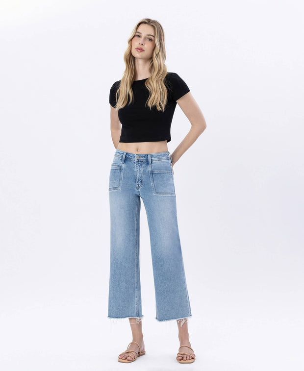 Daisy High Rise Crop Slim Wide Leg Jean
