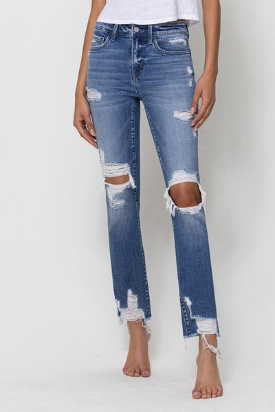 Pamela Mid Rise Slim Crop Straight Jeans