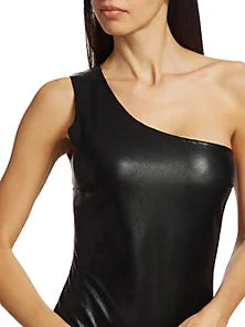 Commando Faux Leather One Shoulder Bodysuit