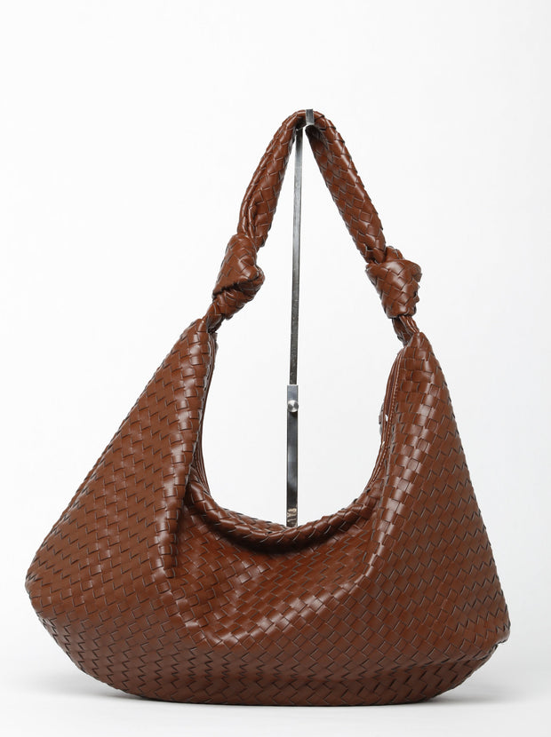 Cassie Nappa Woven Large Knotted Hobo Bag