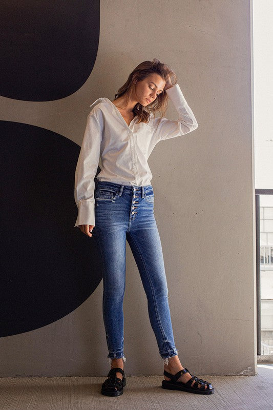 Blythe High Rise Button Up Skinny Jean