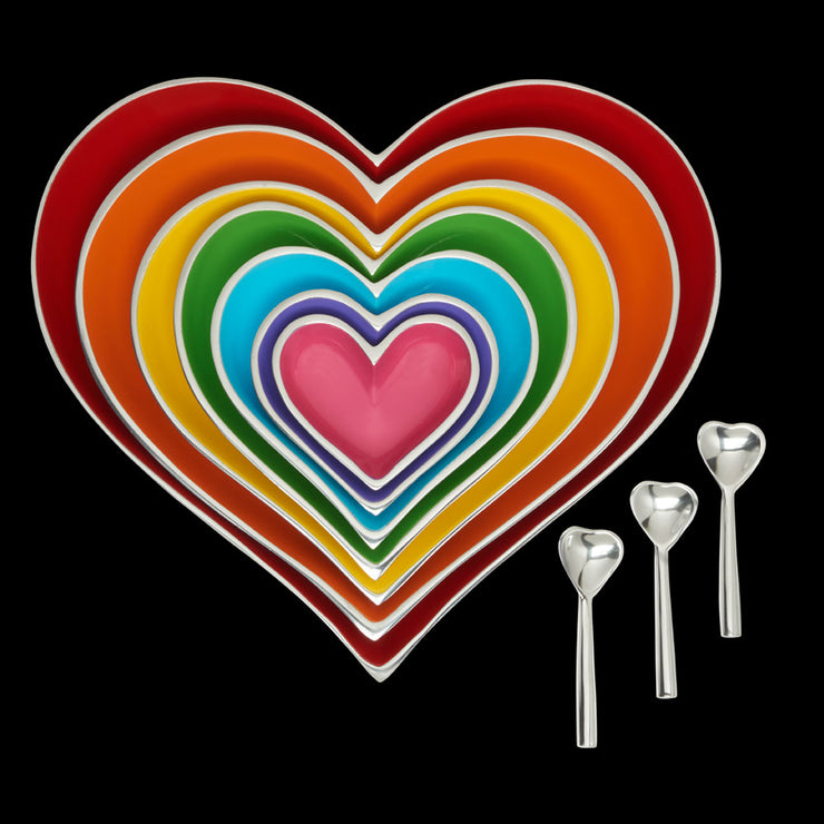 Rainbow Heart Dishes - Set of 7