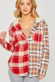 Two Tone Hooded Flannel Shirt