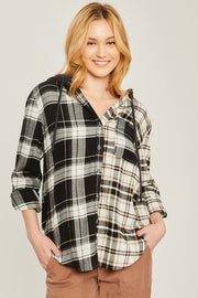 Two Tone Hooded Flannel Shirt