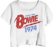 Bowie World Tour '74 Crop Tee - White