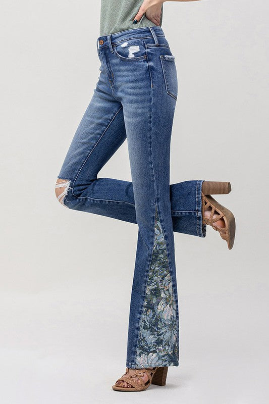 Brocade High Rise Stretch Flare with Panel