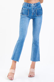 Jenna High Rise Cropped Flare Jeans - Stone Lane