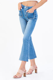 Jenna High Rise Cropped Flare Jeans - Stone Lane