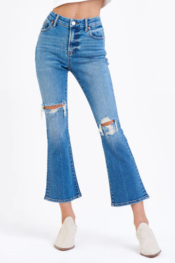 Jenna High Rise Cropped Flare Jeans - Golden Gate