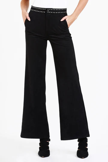 Fiona Lee Wide Leg Jeans Black Suede