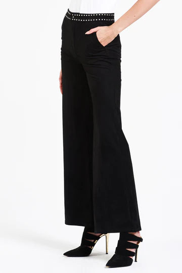 Fiona Lee Wide Leg Jeans Black Suede