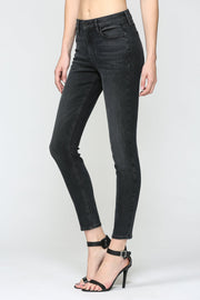 Phoebe Mid Rise Washed Black Ankle Skinny Jeans