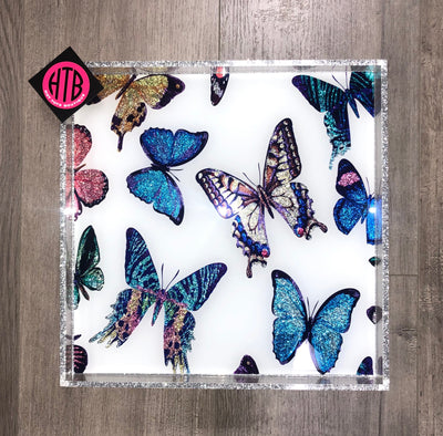 12 x 12 White Multi Butterfly Tray
