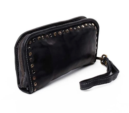 Leather Studded Zip Around Wallet