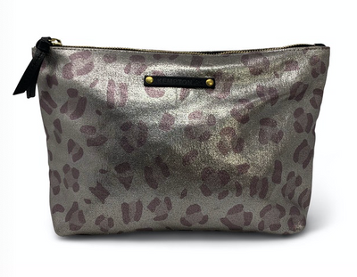 Kempton & Co. Metallic Leopard Canvas Pouch