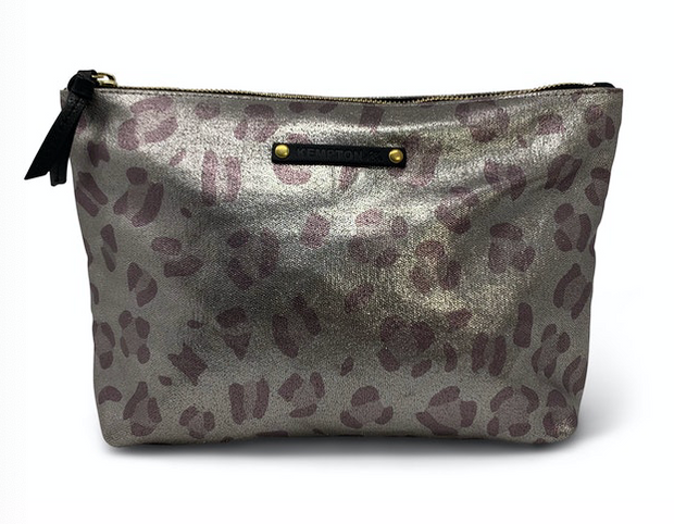 Kempton & Co. Metallic Leopard Canvas Pouch