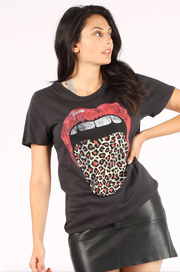 Leopard Tongue Cropped Tee