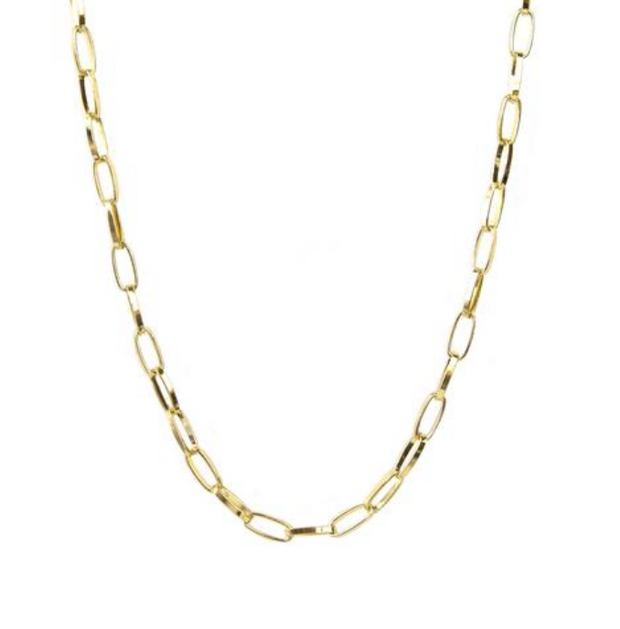 Gold Oval Link Necklace - Short