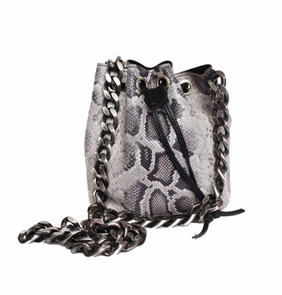 Python Bucket Bag with Chunky Chain