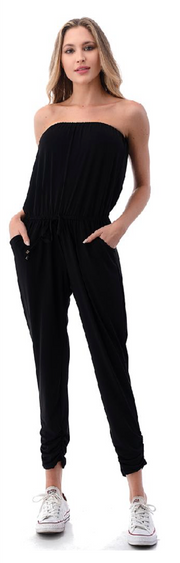 Strapless Jumpsuit with Pockets