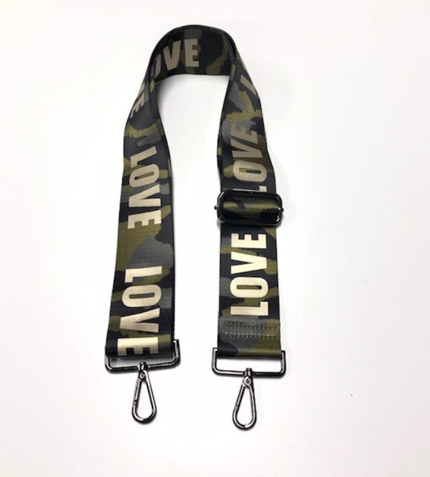 Green Camo/Rose Gold LOVE Guitar Strap