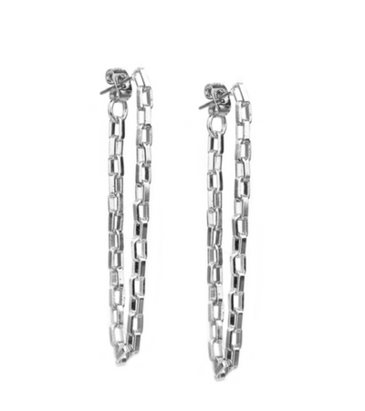 Box Link Chain Drape Earrings