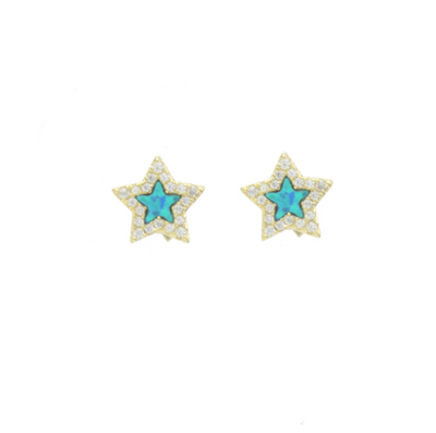 Blue Opal Pave Star Studs