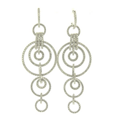 Champagne Pave Circle Chain Earrings