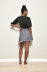 Charcoal Denim Ruffle Skirt