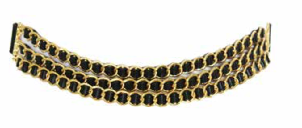 Black Leather/Gold Chain Leather Streets Ahead Belt – HTB  display picture 1