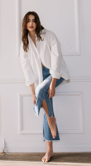 Mid Rise Crop Flare Jean with Slit