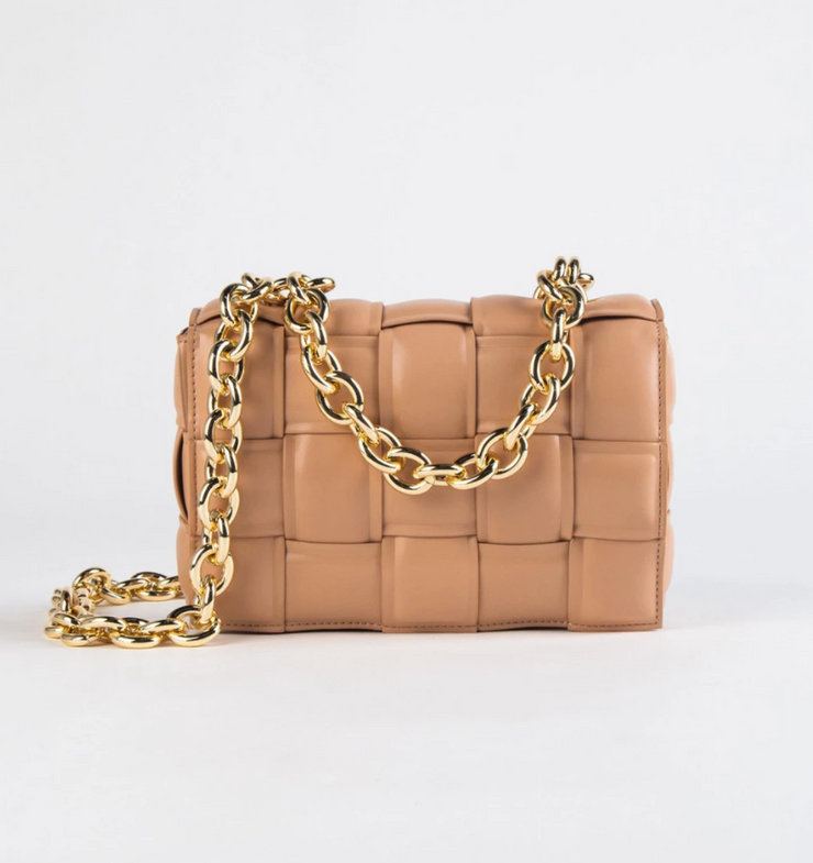 Woven Chain Strap Pouch Bag