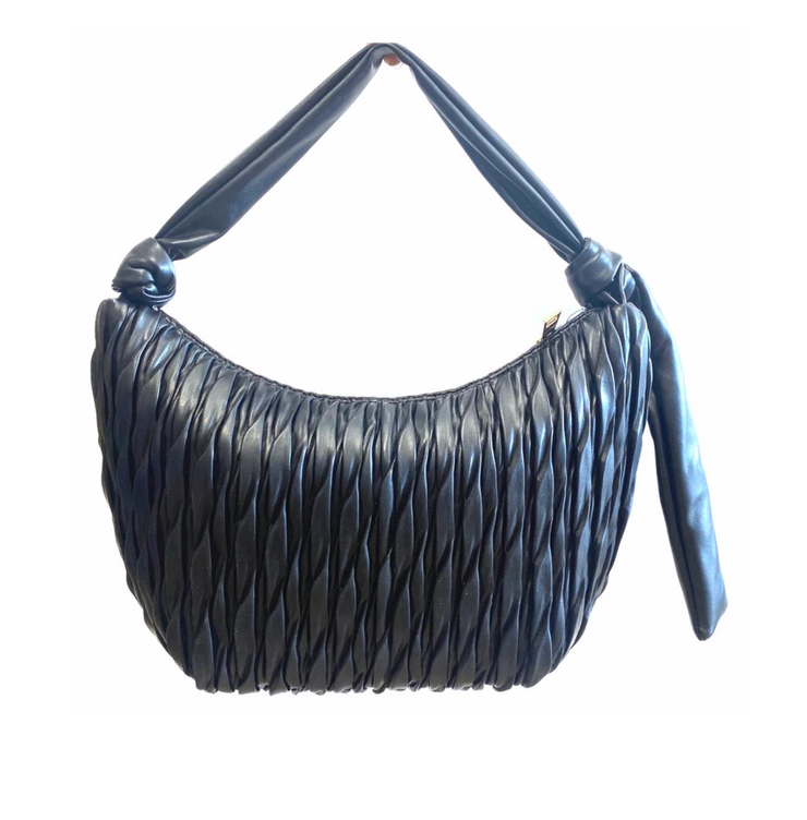 Pleated Soft Nappa Knotted Hobo Bag