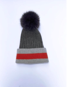 Striped Hat Collection Faux Pom Pom