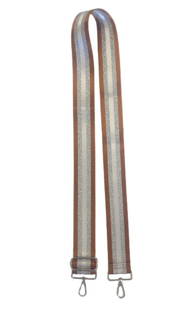 Burnt Sienne/White/Silver Striped Guitar Strap