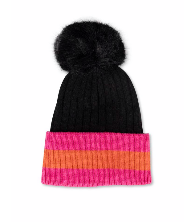 Striped Hat Collection Faux Pom Pom