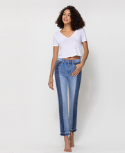 Tay 2 Tone High Rise Slim Crop Straight Jeans