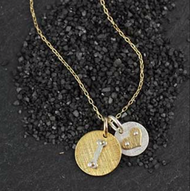 Small Heart Disk with Initial Necklace