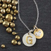 Small Heart Disk with Initial Necklace