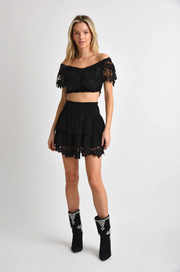 Lace Bottom Tiered Skirt