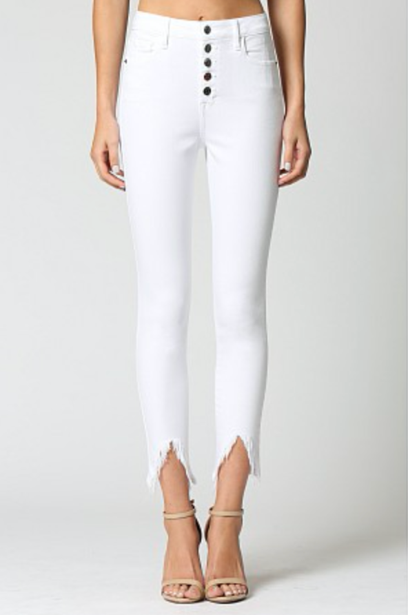 Caroline High Rise Button Fly Skinny Jeans