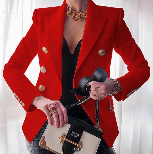 Gold Button Double Breasted Blazer