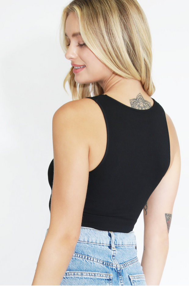Cut Out Ribbed Bra Top