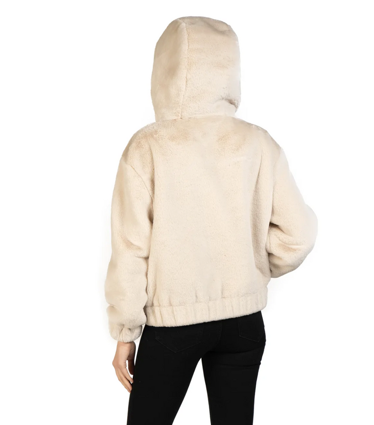 Cream faux fur hoodie online