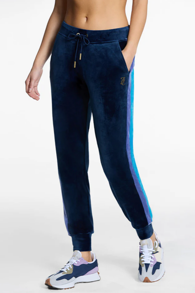 Juicy Couture Regal Blue Velour Tracksuit Set Hoodie & Jogger Pants 2XL
